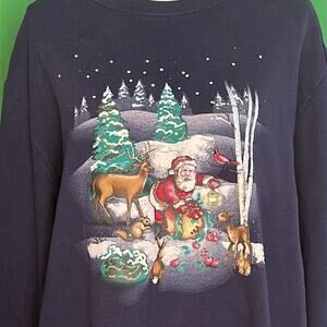 Vintage Santa Claus Blair Sweatshirt Santa Navy 90s Crewneck 2XL